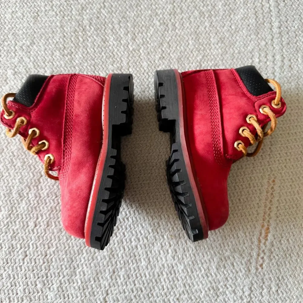 Timberland Red Suede 6 Inch Premium Toddler Boots Size 6 Streetwear Edgy